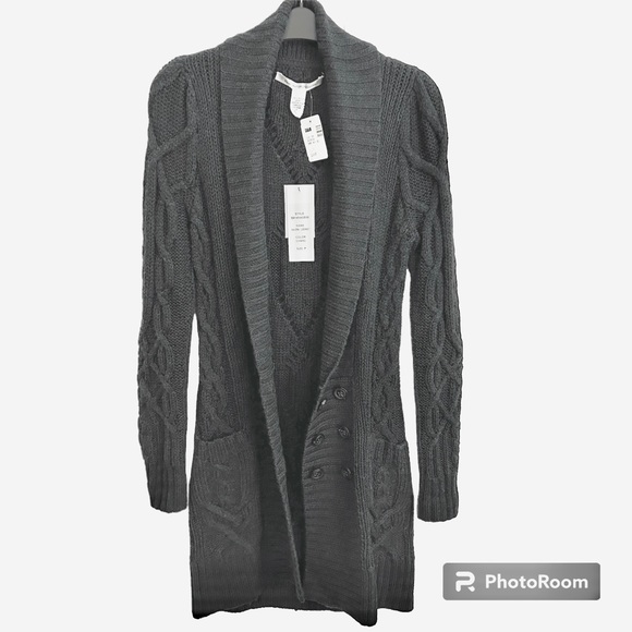 NWT 100% Wool Diane von Furstenberg Wool Cardigan Size Petite - Picture 5 of 6